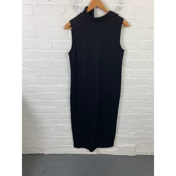 Vince Women's Turtleneck Half Zip Sheath Dress Slim Fit Sleeveless Black Size M - Picture 3 of 7